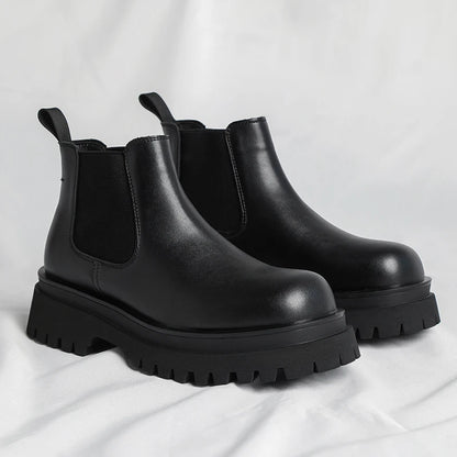 Men's Versatile Casual British Style Heightening Chelsea Boots, Paired with Trendy and Simple Ankle Boots for Outerwear.