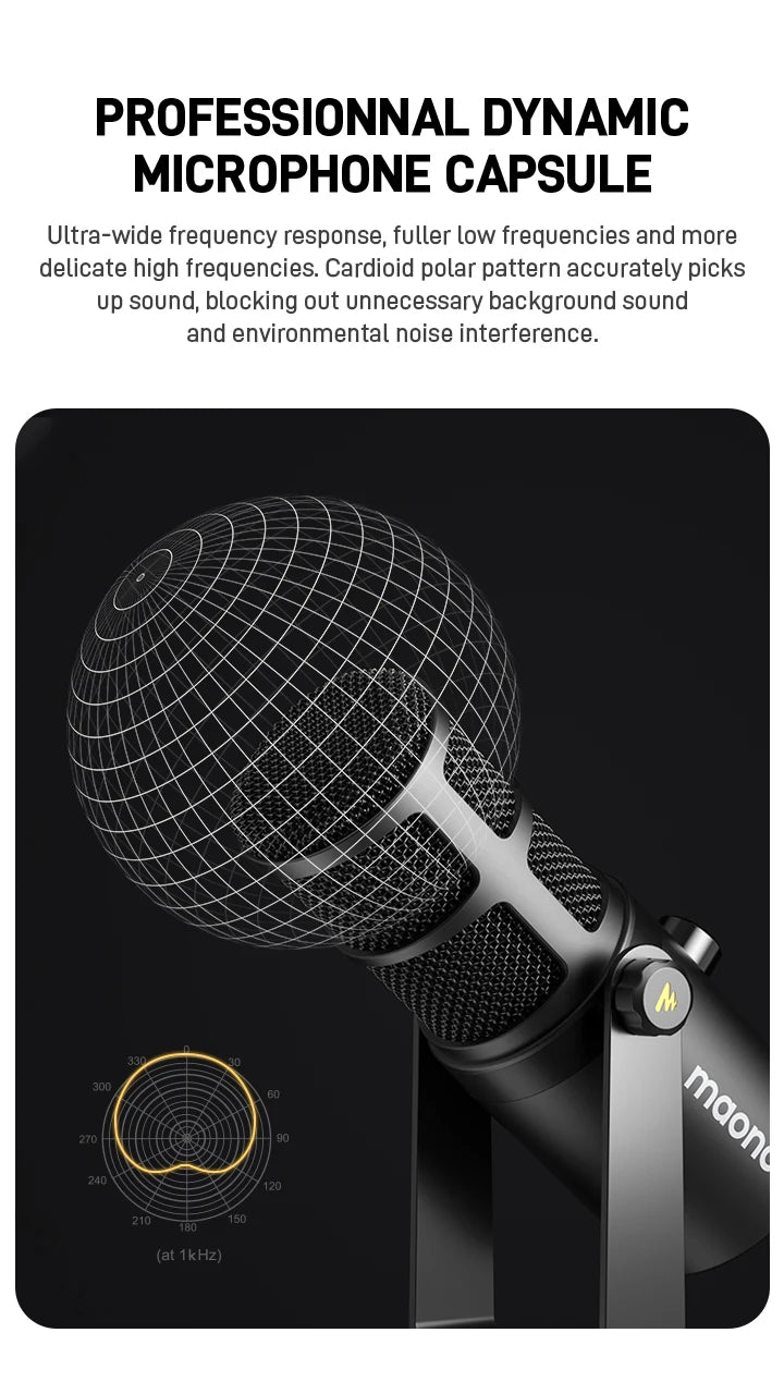 maono PD400X USB/XLR Dynamic Microphone All Metal With One-Touch Mute Headphone Jack And Volume Control For Podcasting Streaming