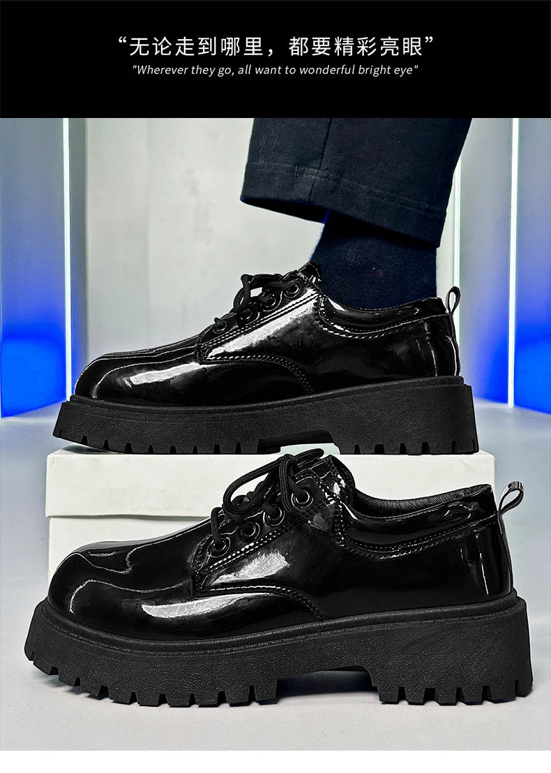 Couple's casual leather shoes Four Season thick sole anti slip comfort men's and women's workwear shoes plus size lace up shoes