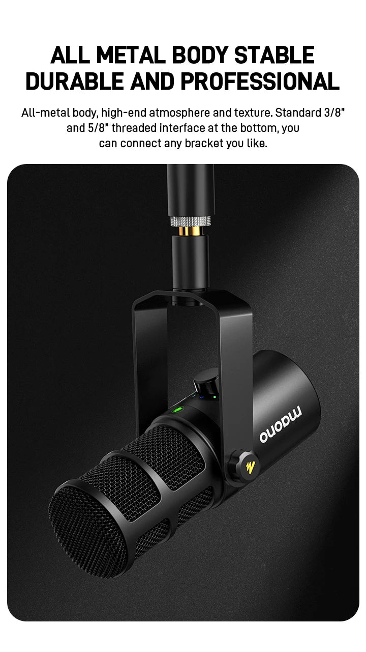 maono PD400X USB/XLR Dynamic Microphone All Metal With One-Touch Mute Headphone Jack And Volume Control For Podcasting Streaming
