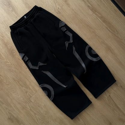 Y2K Vintage Harajuku Gothic Tracksuit Men Streetwear Patchwork Graphic Hoodie Baggy Sweatpants Two Piece Set Retro Hip Hop