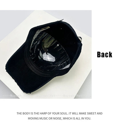 Korean Embroidered Letters Dual-bladed Angel Wings Baseball Hats New Men Women Sunshade Retro Versatile Fashion Peaked Caps ins