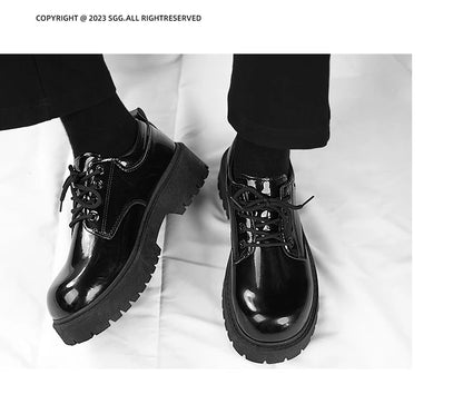 Couple's casual leather shoes Four Season thick sole anti slip comfort men's and women's workwear shoes plus size lace up shoes