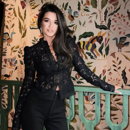 White Lace Printed Shirts Tops Women Full Sleeve Hollow Out Single Breasted Patchwork Blouse 2026 Lady Fashion Shrug Shirts New