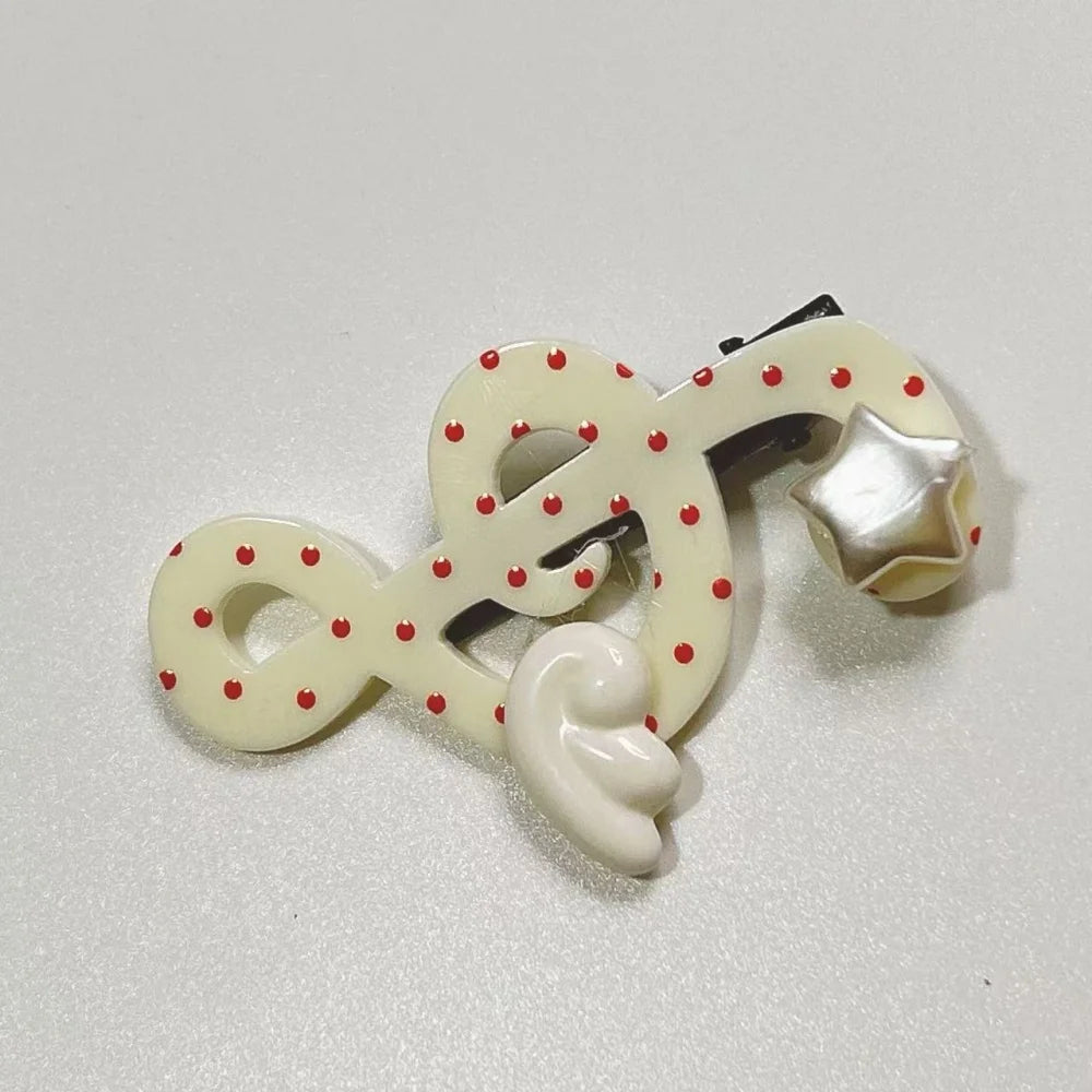 Kawaii trendy hair clips Musical Symbol Resin wings hair jewelry accessories y2k Unique Striped Star girls headband