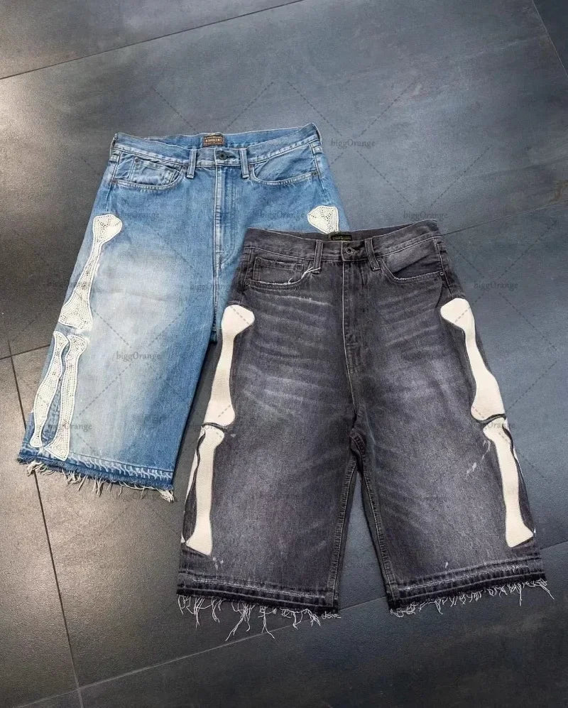 Embroidered Shorts Y2K Streetwear Man Woman Clothing Harajuku Hip Hop Baggy Denim Gym Shorts Gothic Summer Basketball Shorts