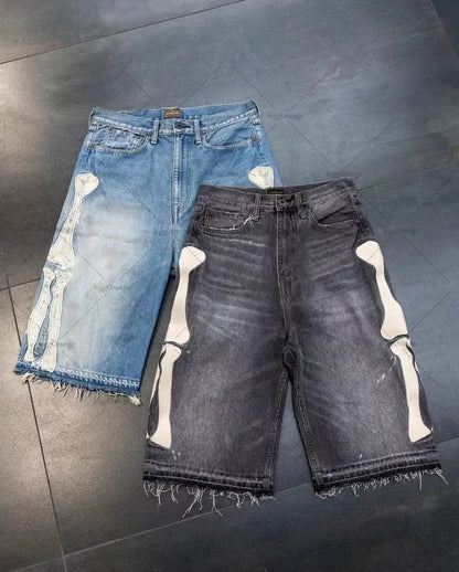 Embroidered Shorts Y2K Streetwear Man Woman Clothing Harajuku Hip Hop Baggy Denim Gym Shorts Gothic Summer Basketball Shorts