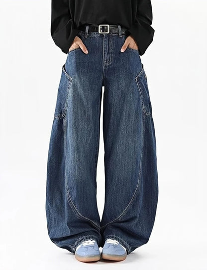 Men's Baggy Barrel Wide Leg Jeans for Men Women Loose Fit Streetwear Y2k Hip Hop Denim Pants