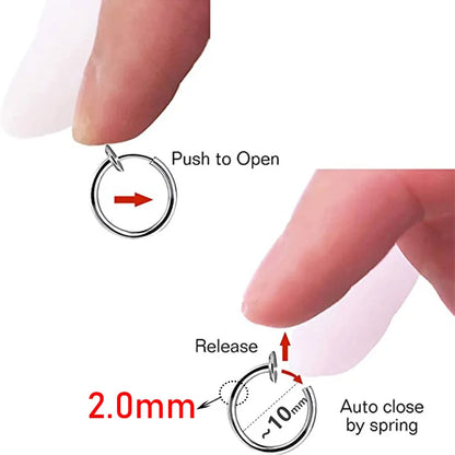 2Pcs Small Hoop Spring Ear Clips Earrings For Women Men Stainless Steel Painless No Piercing Stealth Fake Ear Jewelry 8-16mm