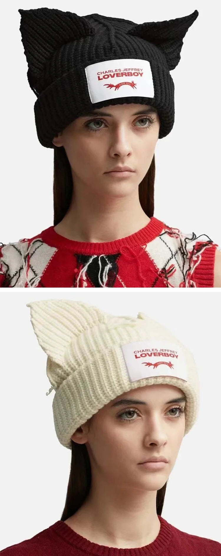 Winter Skullies Hat Unisex Cat Ear Hat Warm Crochet Knitted Hat Costume Beanie Hat Women Christmas Gift Hip-hop Cap Cold Hat