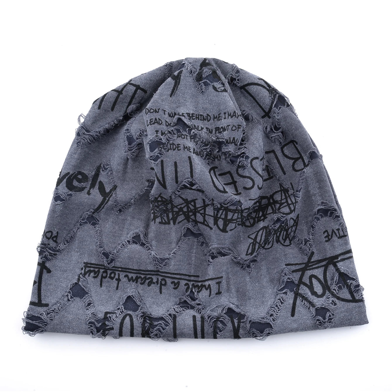 Letter Print Beanie Hats For Women Men Vintage Distressed Cracked Design Wasteland Style Spring Summer Warm Fleece-lined Winter