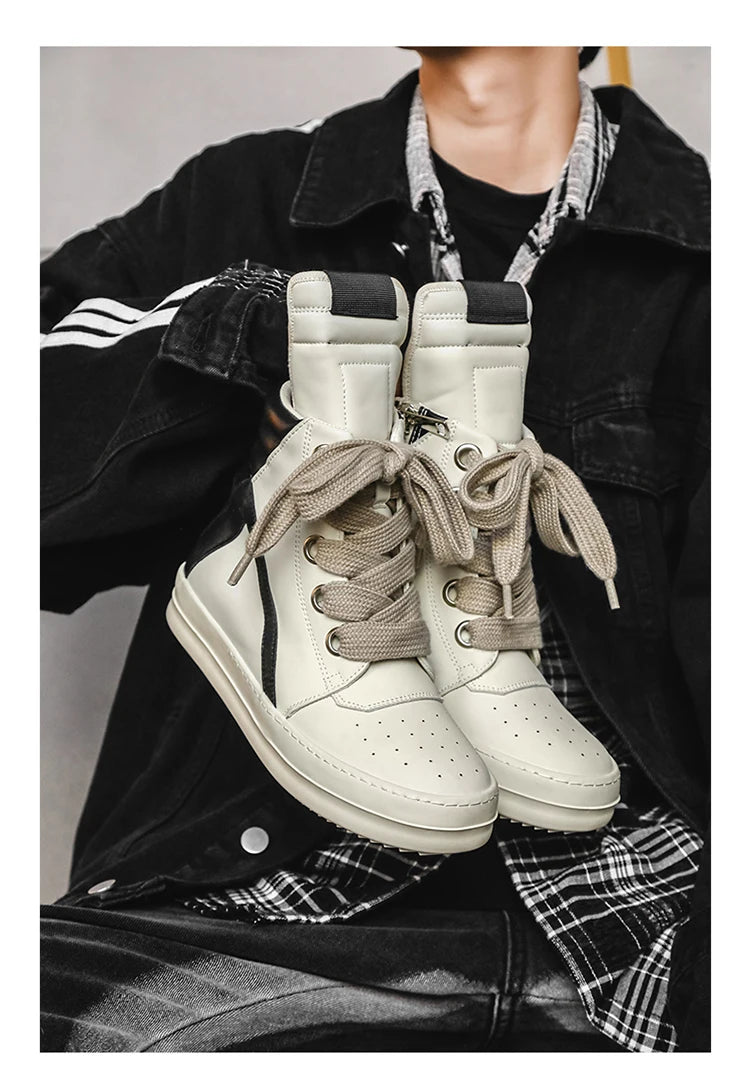 High-top Sports Shoes Lace-up Leather Ankle Boots Male Skateboard Shoes Basketball Sneakers 39-44 Men Casual Luxury Sneakers