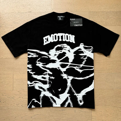 Fashion Brand MIXED EMOTION T-shirts Men Women Couple Streetwear Angel Print Summer Top Tee Round Neck Short Sleeve