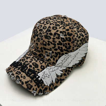 Korean Embroidered Letters Dual-bladed Angel Wings Baseball Hats New Men Women Sunshade Retro Versatile Fashion Peaked Caps ins