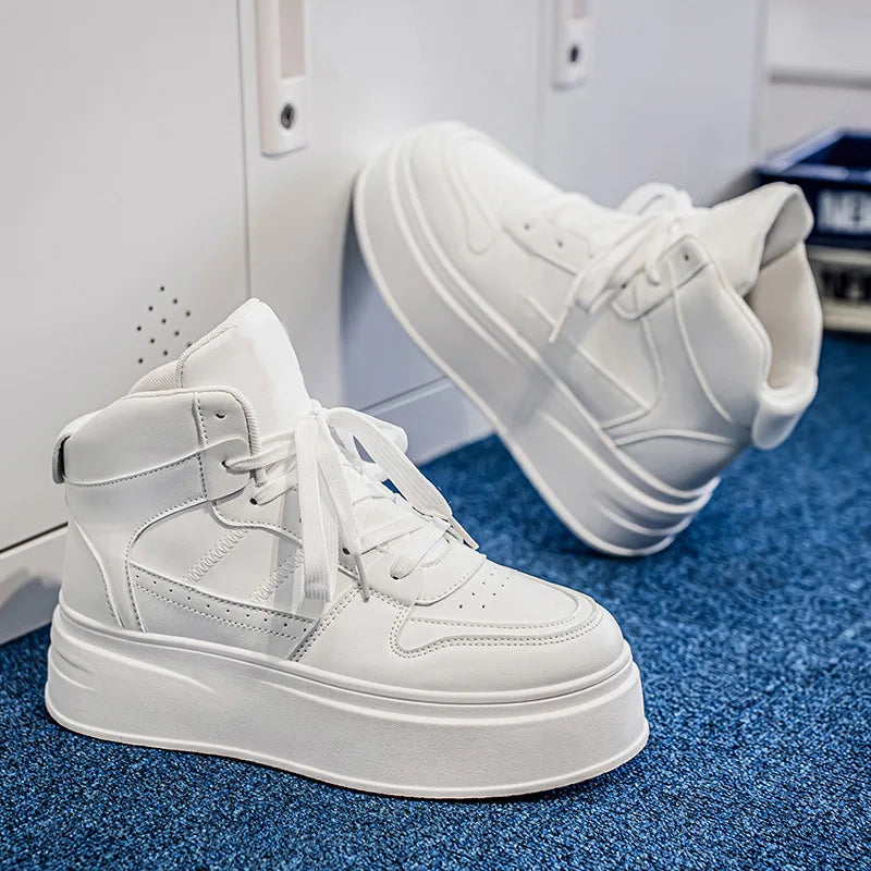 New 2025 Men's Thick Bottom Sneakers Spring Autumn Style Breathable Anti-Slip Heightening Casual Sports Platform Shoes