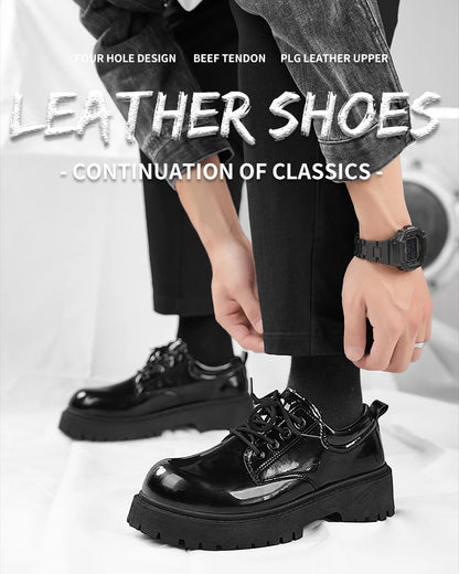 Couple's casual leather shoes Four Season thick sole anti slip comfort men's and women's workwear shoes plus size lace up shoes