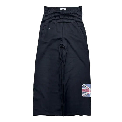 Trendy National Flag Printed Double-Headed Sweatpants For Men And Women Wasteland Style High Waist Wide-Leg Casual Trousers