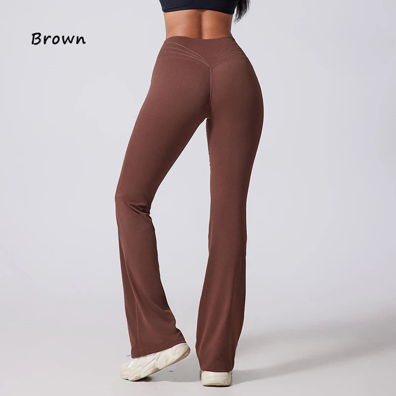 DIAS FIT JOY Women's Hip lifting flared pants high waisted yoga fitness pants sports micro flared yoga pants wide leg pants