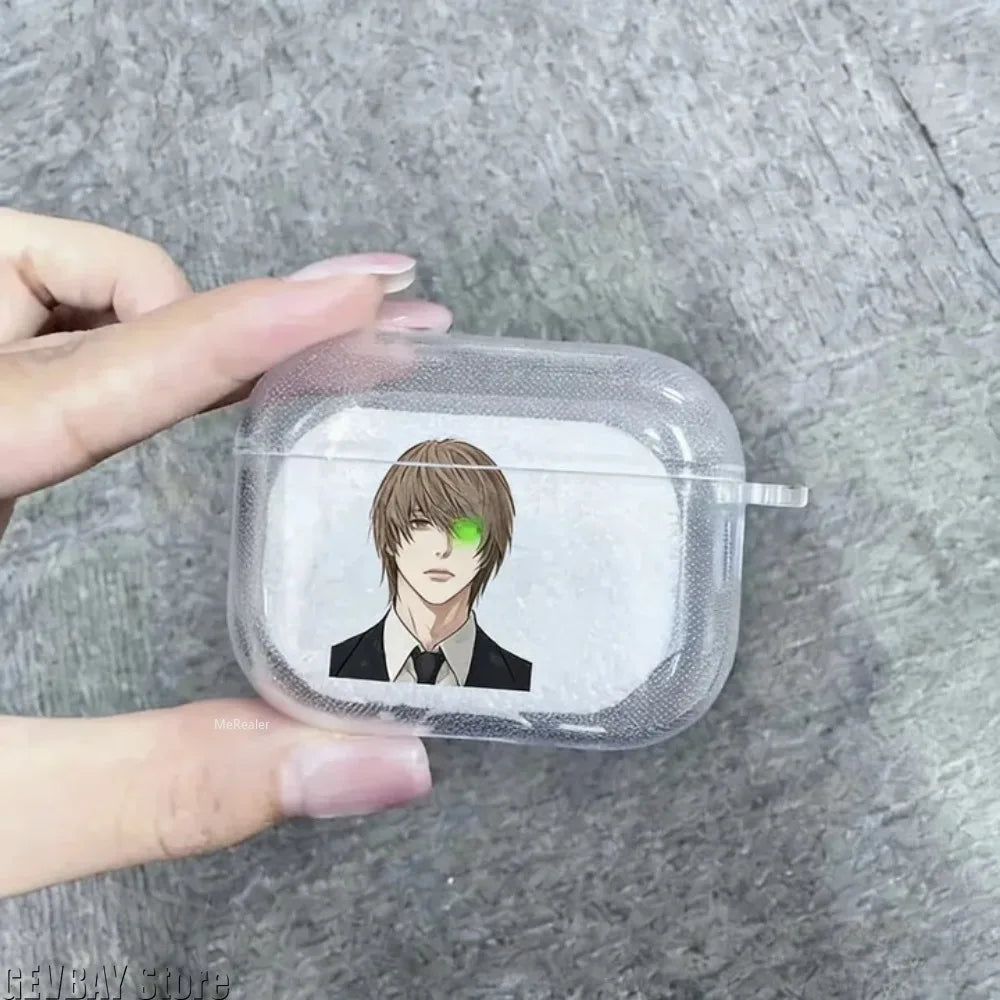 Japan Anime Mikami Teru Yagami Light‌ for Death Note Case TPU Case for AirPods 4 Pro 3 Clear Transparent Bluetooth Earphone Case