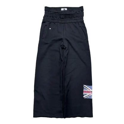 Trendy National Flag Printed Double-Headed Sweatpants For Men And Women Wasteland Style High Waist Wide-Leg Casual Trousers
