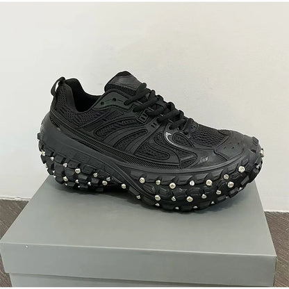 Fashion Brand Men's Or Women's Thick-soled Sports Shoes 2026 Spring New Rivet Design Couple Sports Shoes Breathable Casual Shoes