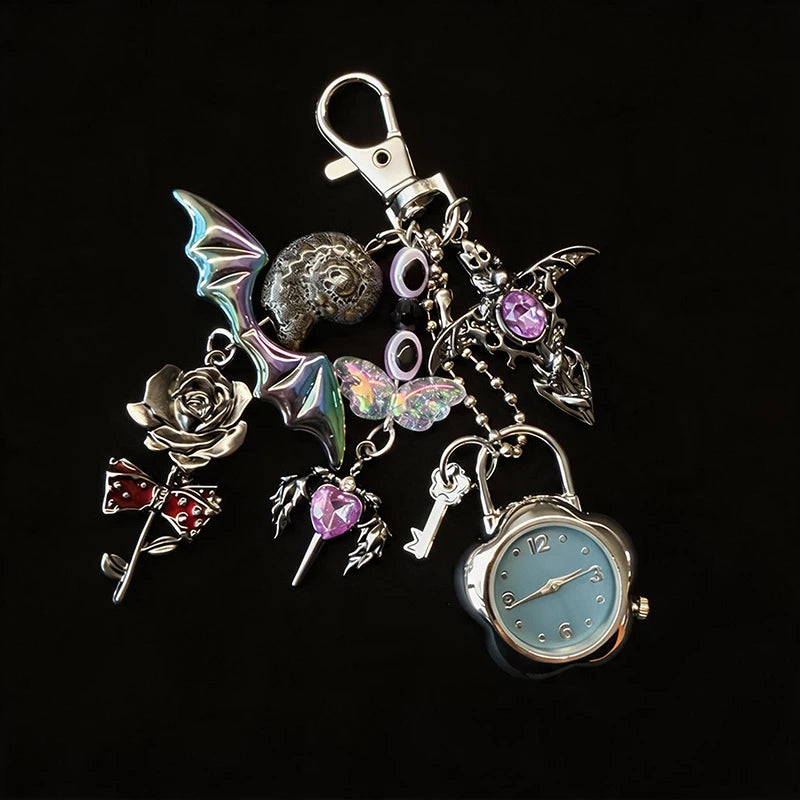 Original Hollow Heart Pocket Watch Chain keychain Design Steampunk Clock Vintage Necklace Pendant Jewelry Watch Men Women Gift