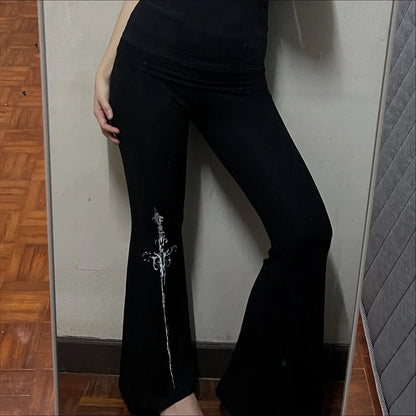 Fashion Aesthetics Printed Y2K Pants Hip Hop Punk Style Comfortable Pants Gothic Retro Casual Women's Wide Leg Pants emo girl