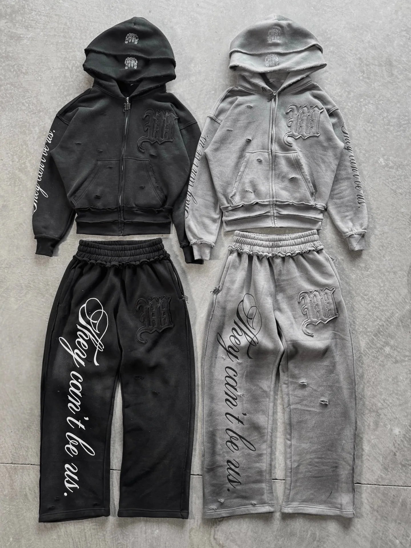 Y2K Harajuku Punk Gothic Loose Hooded Sweatshirt American Embroidered Patch Casual Double Hooded High Street Retro Sports Sui