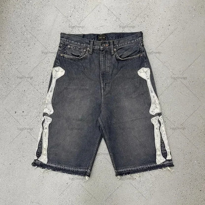 Embroidered Shorts Y2K Streetwear Man Woman Clothing Harajuku Hip Hop Baggy Denim Gym Shorts Gothic Summer Basketball Shorts