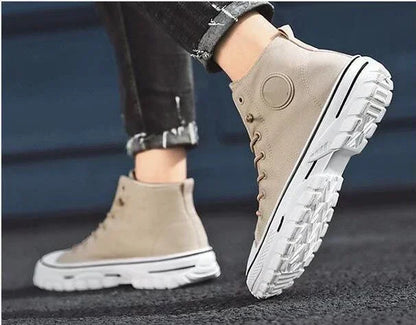 Shoes for Men 2025 New Men's Canvas Shoes High Top Casual Sneakers British Style Skateboarding Vulcanized Shoes Comfort Sneakers