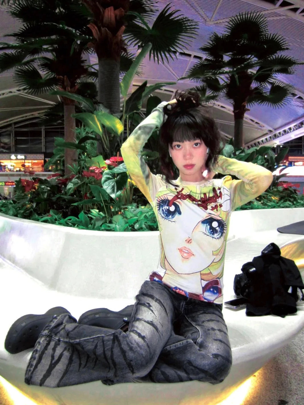 Karrram Japanese Y2k Anime Print T-shirt 2000s Aesthetics Long Sleeve Tee Shirt Vintage Harajuku Slim Tops Kawaii Lolita T Shirt