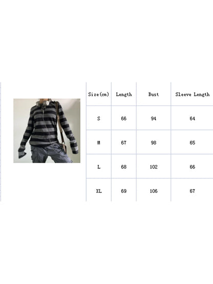 Women Teen Girls Fairy Grunge Y2k Long Sleeve Baggy Shirt Tops Striped Baby Tees Vintage Streetwear T-Shirt Autumn Clothes