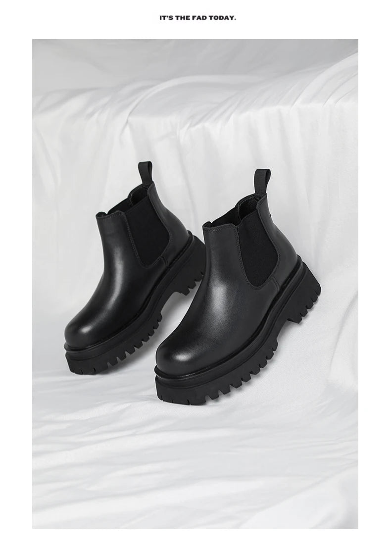 Men's Versatile Casual British Style Heightening Chelsea Boots, Paired with Trendy and Simple Ankle Boots for Outerwear.