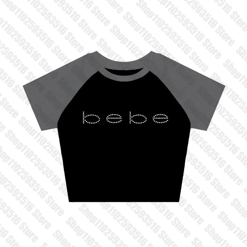 2000s Clothes Y2k Top Top for Women Baby Tees Tops Rhinestone T Shirts Women's T-shirts Female Clothing Kpop Gothic Kawaii Goth