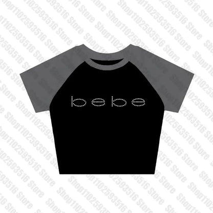 2000s Clothes Y2k Top Top for Women Baby Tees Tops Rhinestone T Shirts Women's T-shirts Female Clothing Kpop Gothic Kawaii Goth