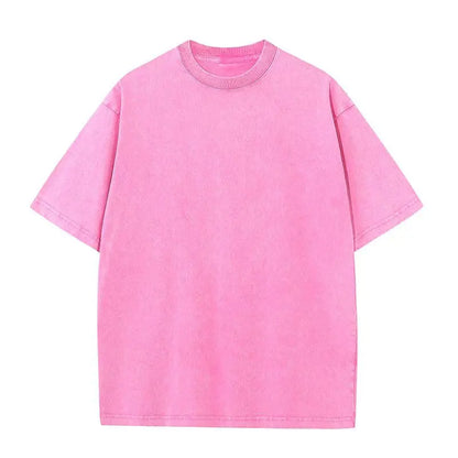 American Style Retro Heavyweight Solid Color Short Sleeved T-shirt Men Women Summer Street Trendy Washed Old Oversized Clothes