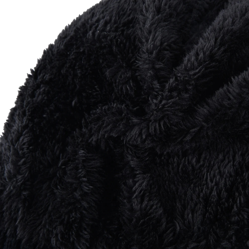 Winter Beanies Men Knitted Skull Pattern Solid Color Hat With Metal Skulls Skullies Beanies Men's Knit Thick Hats Add Velvet