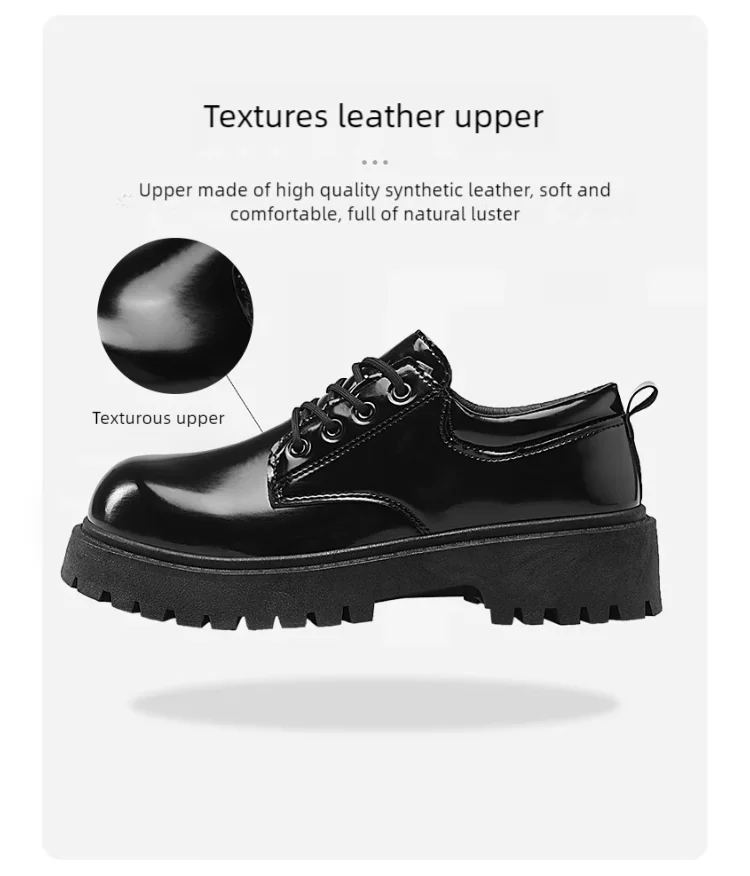 Couple's casual leather shoes Four Season thick sole anti slip comfort men's and women's workwear shoes plus size lace up shoes