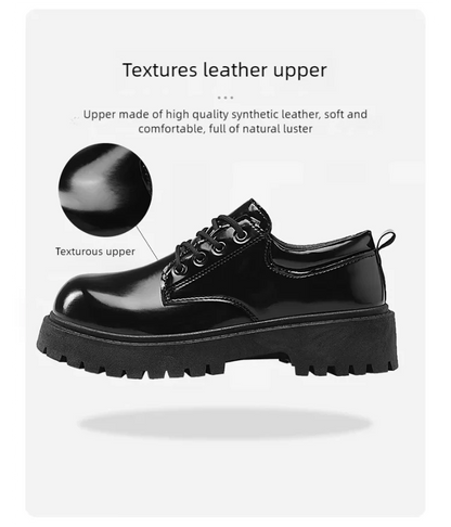 Couple's casual leather shoes Four Season thick sole anti slip comfort men's and women's workwear shoes plus size lace up shoes