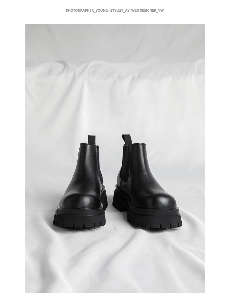 Men's Versatile Casual British Style Heightening Chelsea Boots, Paired with Trendy and Simple Ankle Boots for Outerwear.