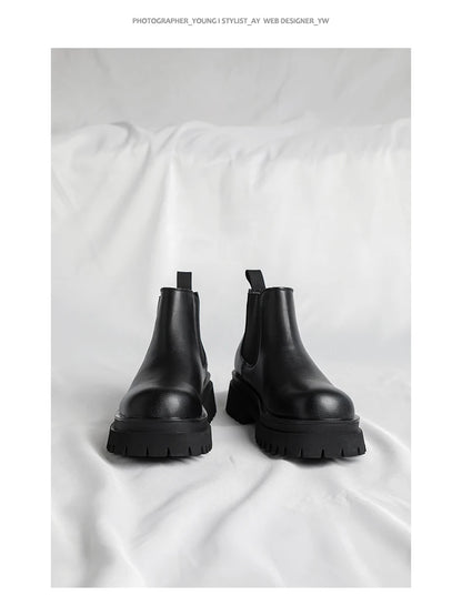 Men's Versatile Casual British Style Heightening Chelsea Boots, Paired with Trendy and Simple Ankle Boots for Outerwear.