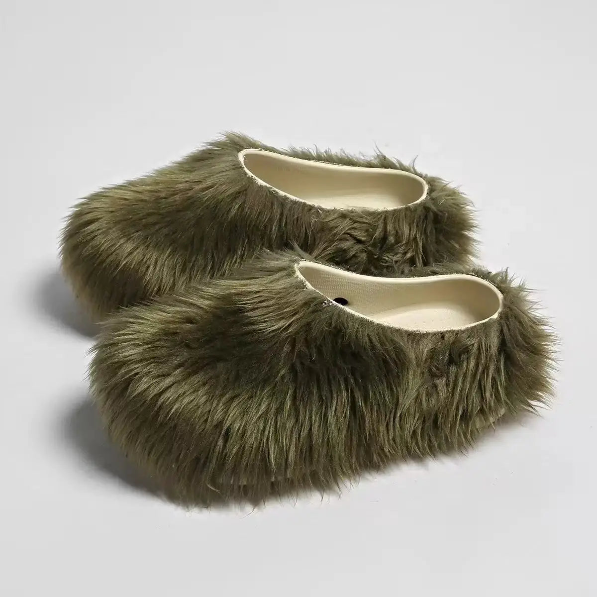 New Fur Slippers Imitation Fur Mueller Shoes Famous Height thick Soled Slippers