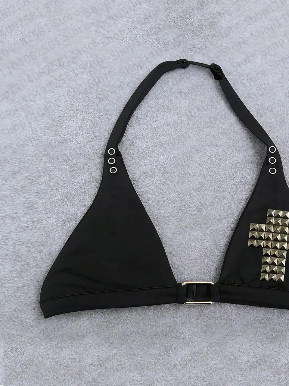 Gothic style willow leaf pattern nail decoration summer women's clothing new sexy bikini top swimsuit slim fit retro 2000s Y2K