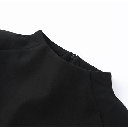 Elegant Cropped Shawl Tops Women's Short Sleeves Stand Collar Coat With Shoulder Pad 2026 New Ladies Spring Summer Solid Outwear