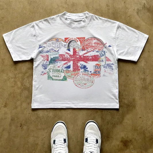 Vintage Y2K casual cotton short-sleeved crew neck T-shirt with a fun graphic for men and women. All-season cotton streetwear