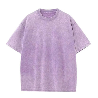 American Style Retro Heavyweight Solid Color Short Sleeved T-shirt Men Women Summer Street Trendy Washed Old Oversized Clothes
