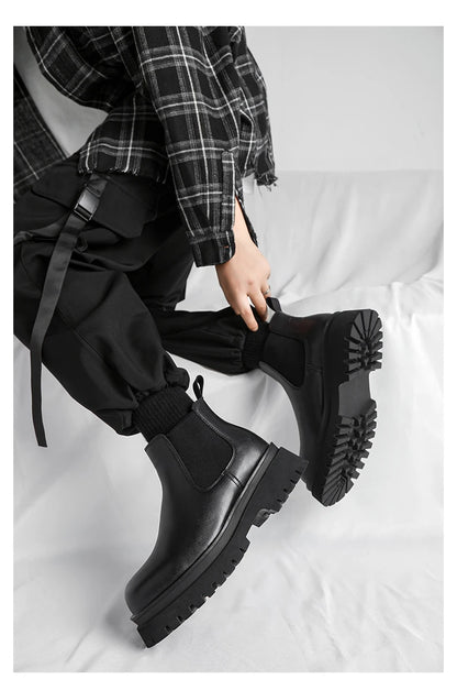 Men's Versatile Casual British Style Heightening Chelsea Boots, Paired with Trendy and Simple Ankle Boots for Outerwear.