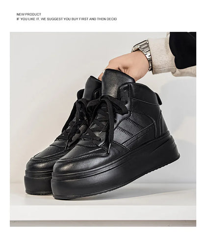 New 2025 Men's Thick Bottom Sneakers Spring Autumn Style Breathable Anti-Slip Heightening Casual Sports Platform Shoes