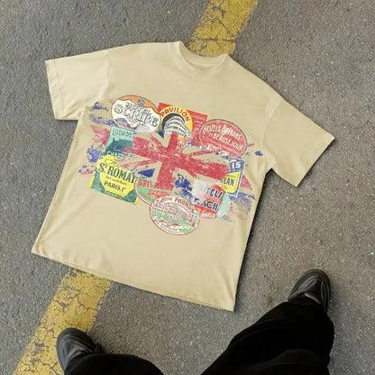 Vintage Y2K casual cotton short-sleeved crew neck T-shirt with a fun graphic for men and women. All-season cotton streetwear