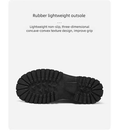 Couple's casual leather shoes Four Season thick sole anti slip comfort men's and women's workwear shoes plus size lace up shoes